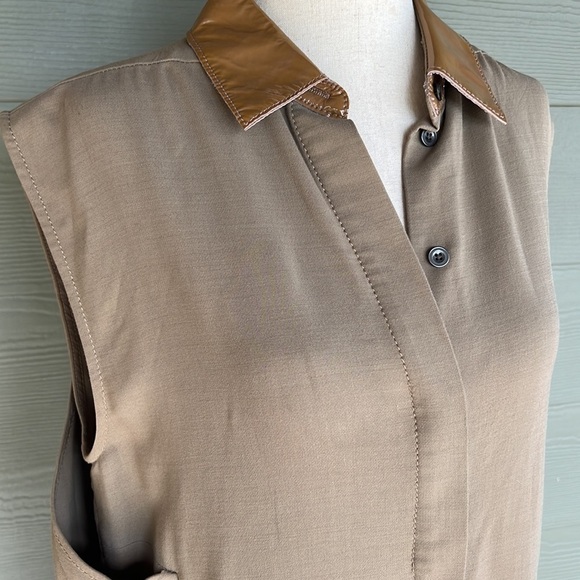 3.1 Phillip Lim Hi-Lo Wool Blend Sleeveless Dress with Leather Collar - Picture 2 of 15